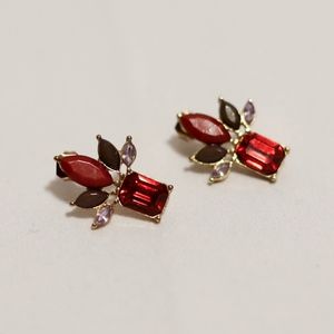 Red Rhinestone Stud Earrings